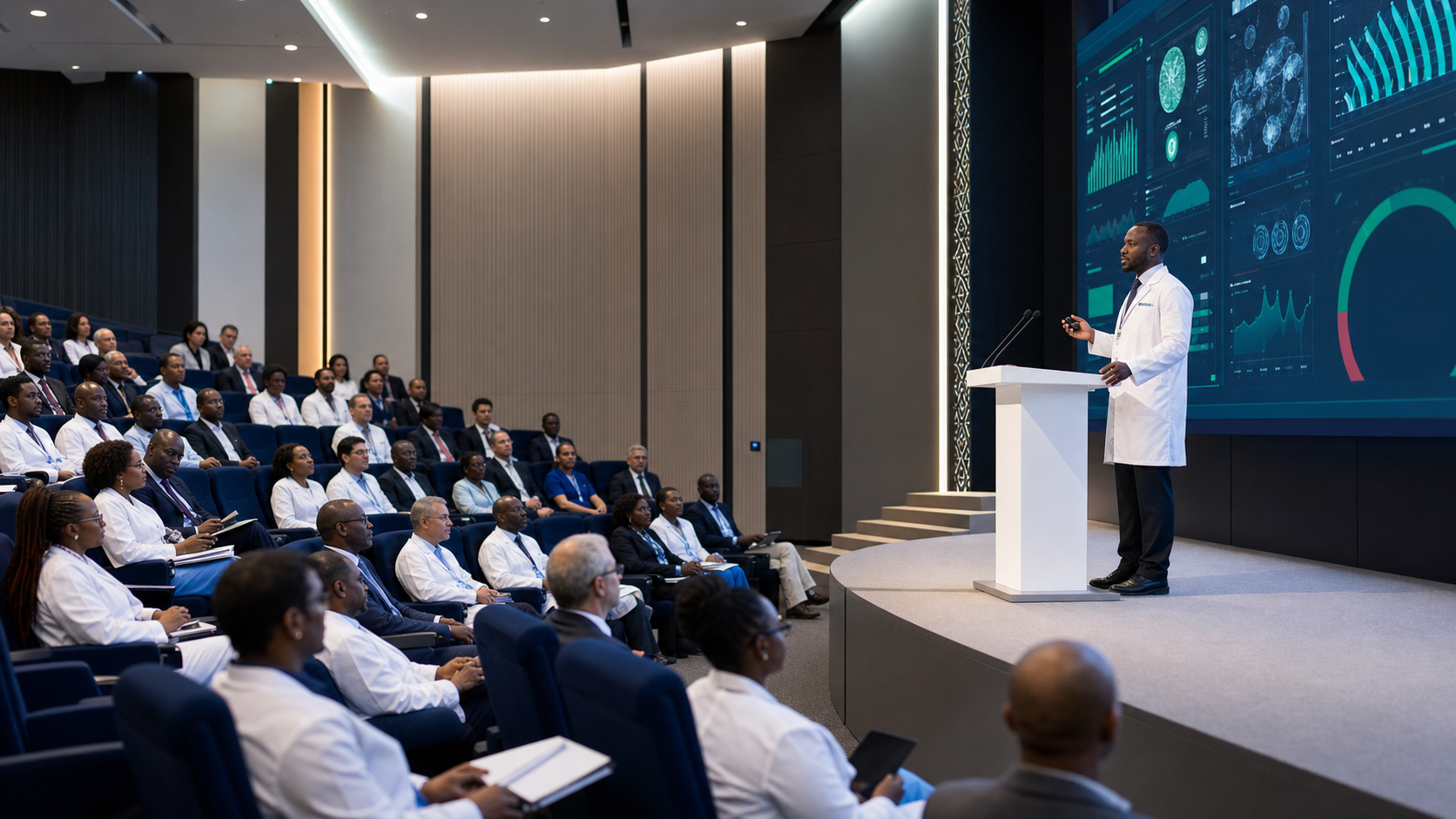 Congres medical scientifique avec intervenant et audience